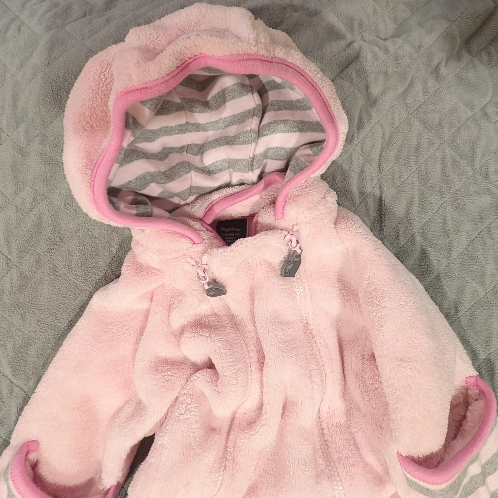 Rugged Bear Cozy Pink Hooded Baby Bunting